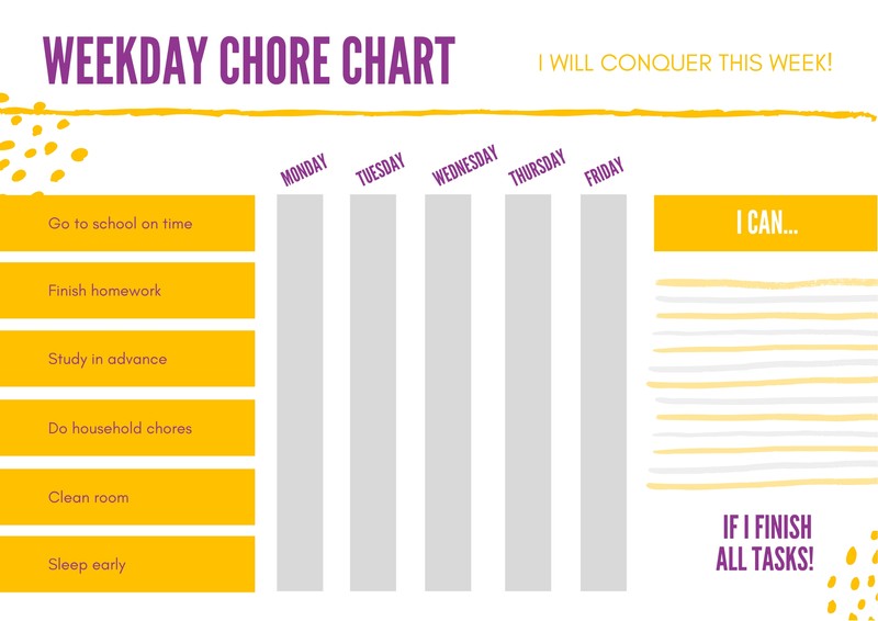 Purple and Yellow Teenager Reward Chart - Templates by Canva