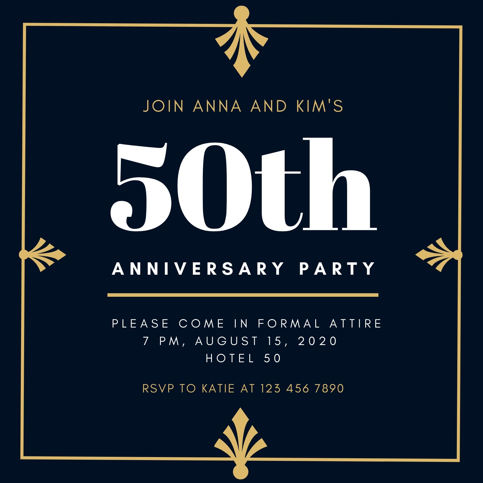 Free, custom printable 50th anniversary invitation templates | Canva