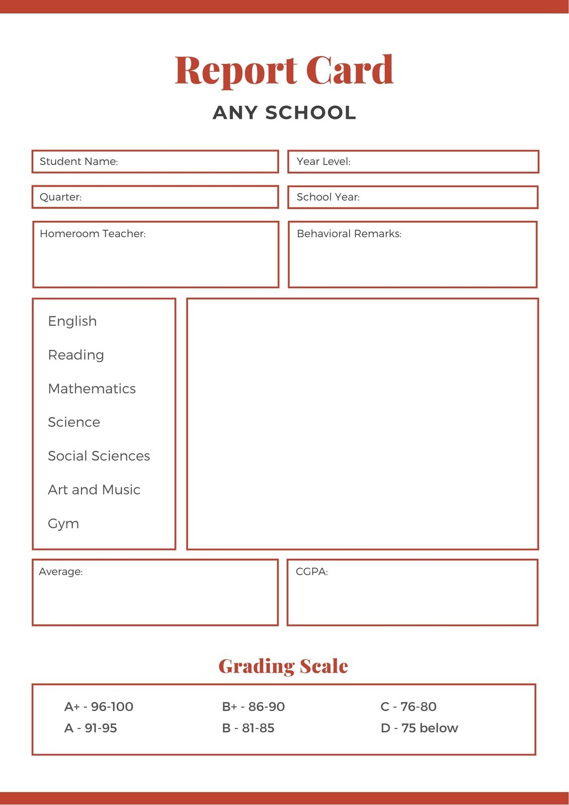 Customize 22+ Middle School Report Cards Templates Online - Canva In Report Card Template Middle School