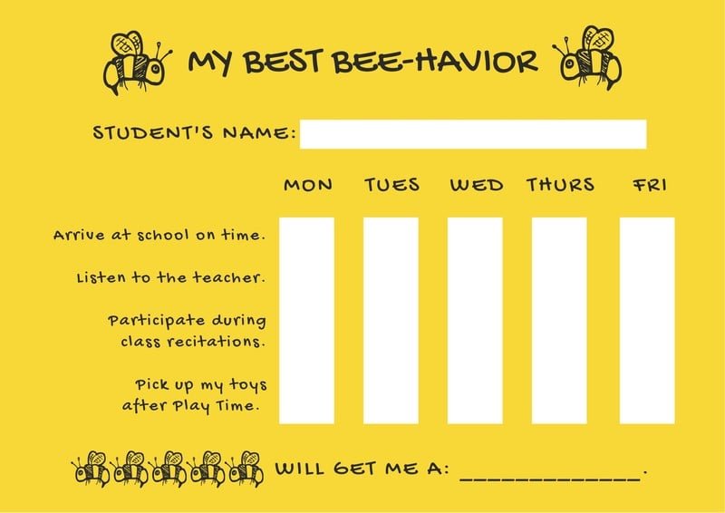 Behaviour Reward Charts For School