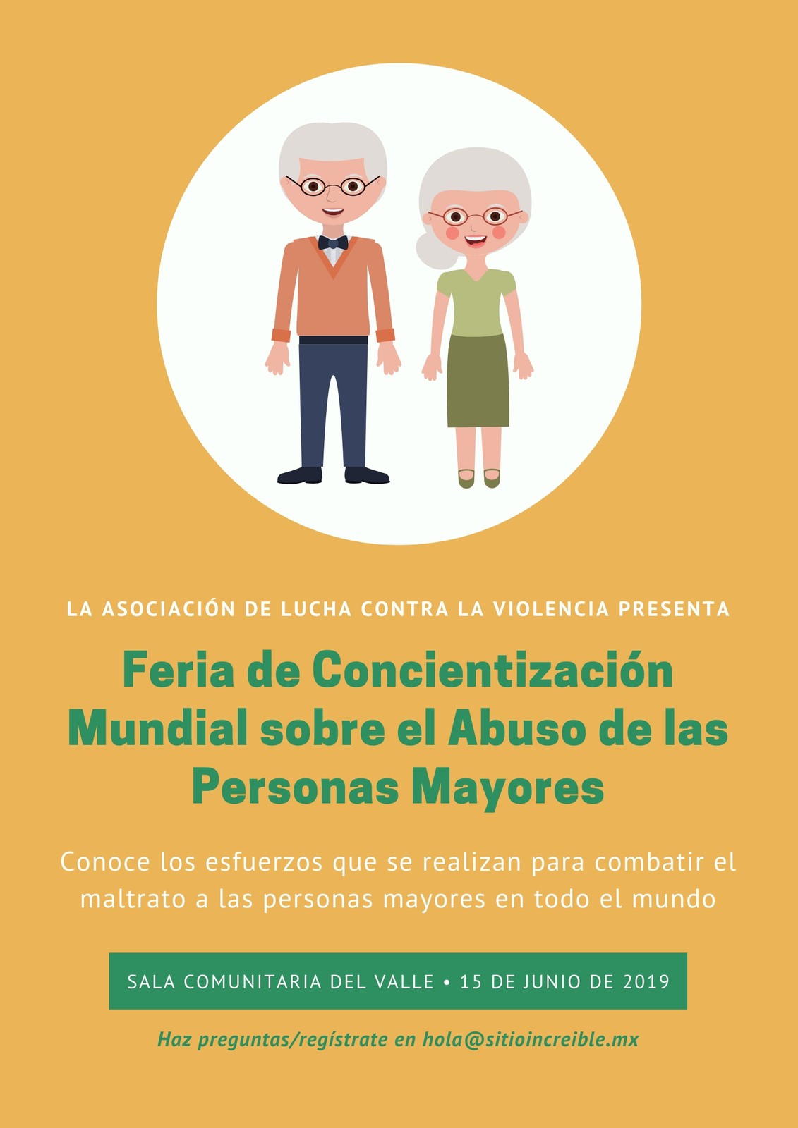 Amarillo Ilustrado Día Mundial de Concientización sobre el Maltrato a los Mayores Póster