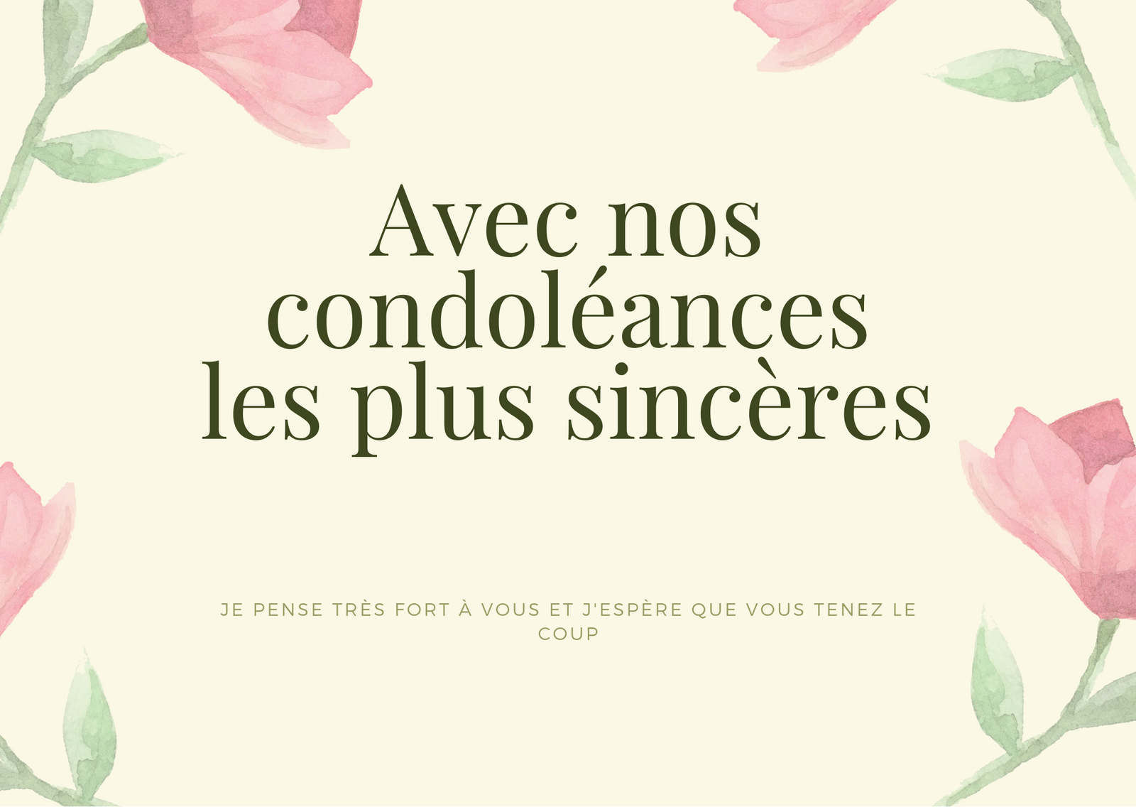 Carte de Condoléances Fleur Beige