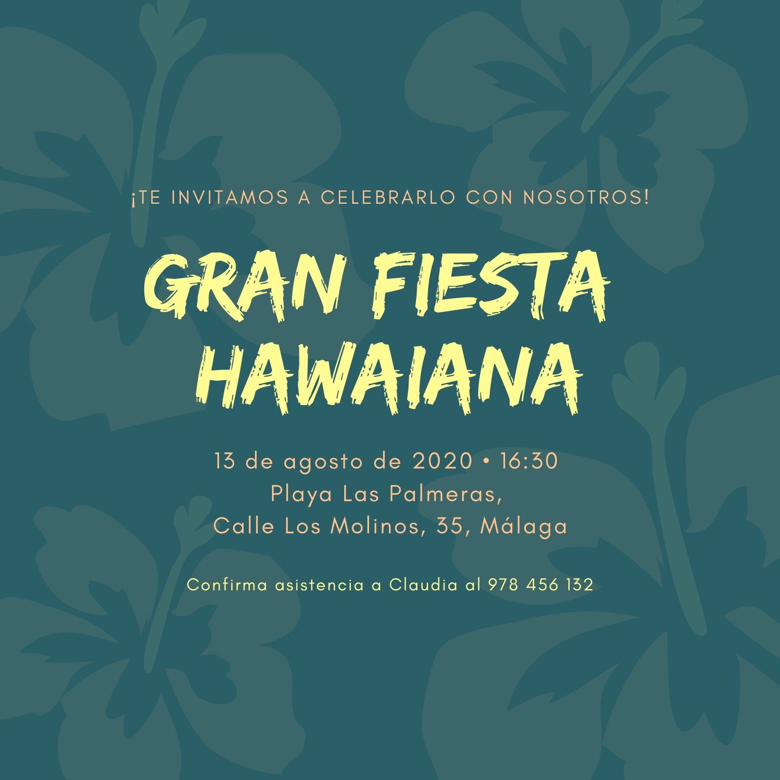 Plantillas de invitaciones Fiesta Hawaiana editables