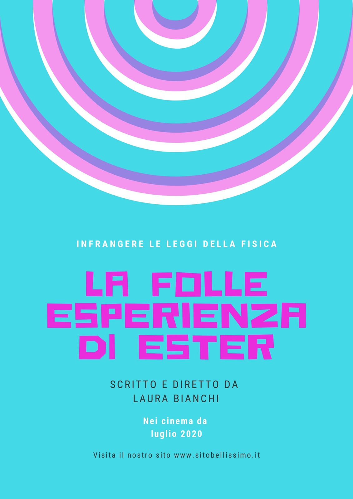 Blu Brillante con Bianco e Rosa Cerchio Geometrico Film Poster