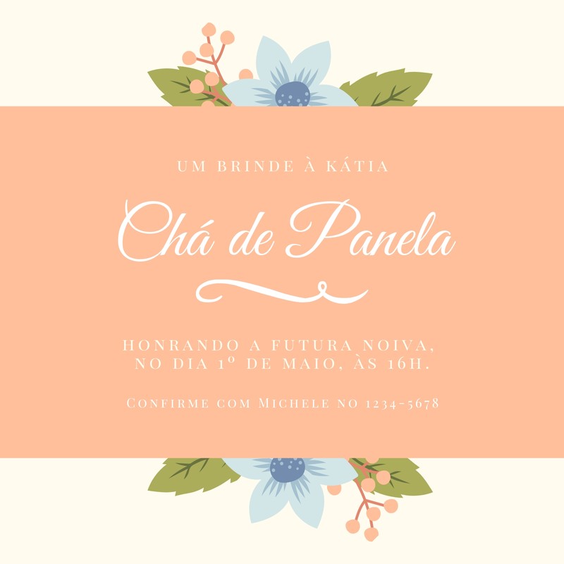 Modelos de convite de ch de panela gratuitos Canva