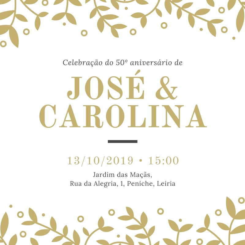 Explora Os Nossos Modelos Gratuitos De Convites Para Bodas De Ouro Canva