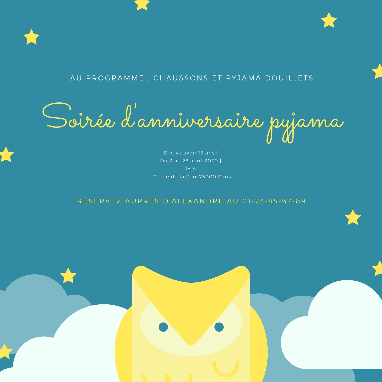 Invitation Anniversaire Soirée Pyjama - Popcarte