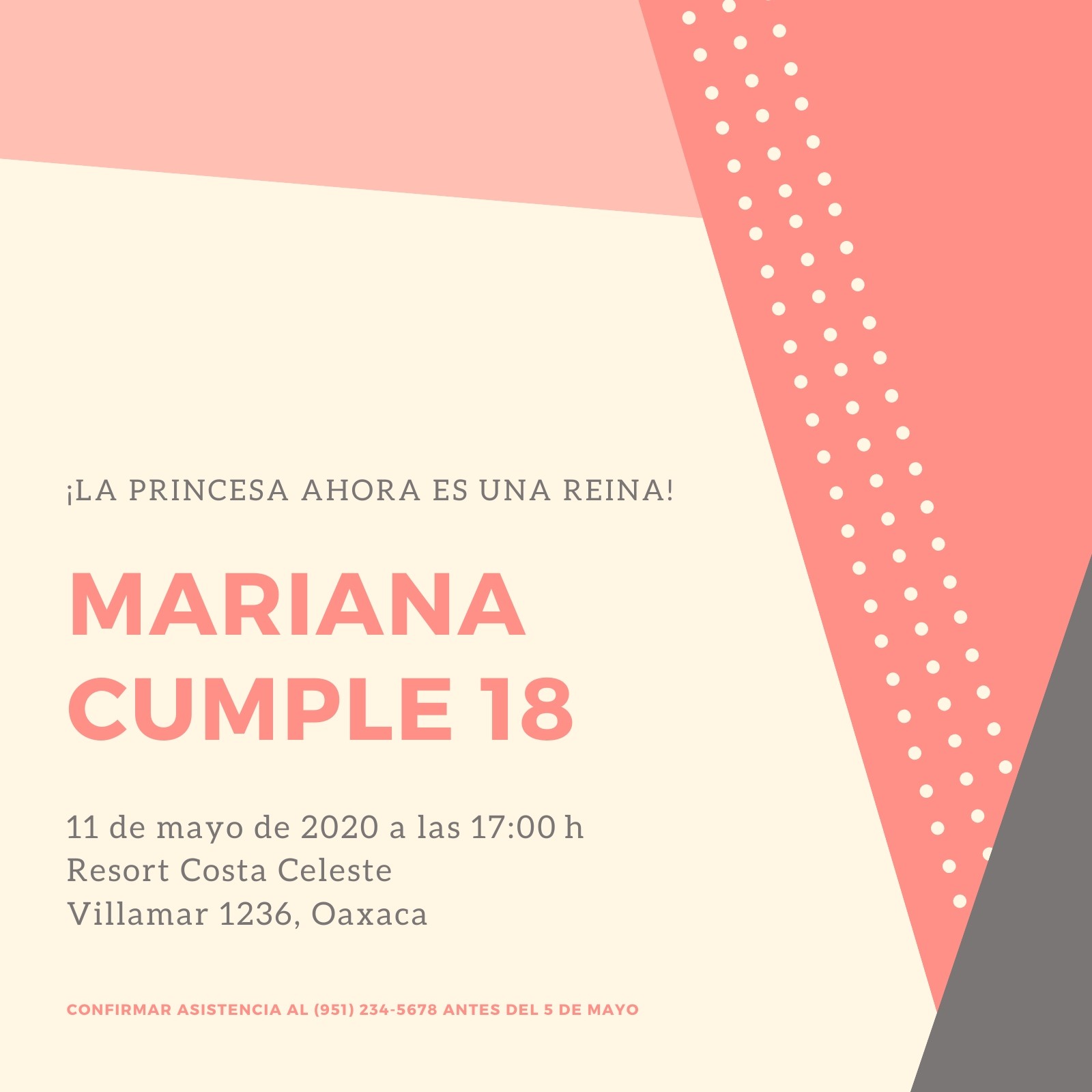 Cambia en línea este diseño de Invitación para fiesta del 18 cumpleaños de  Ashley con degradado