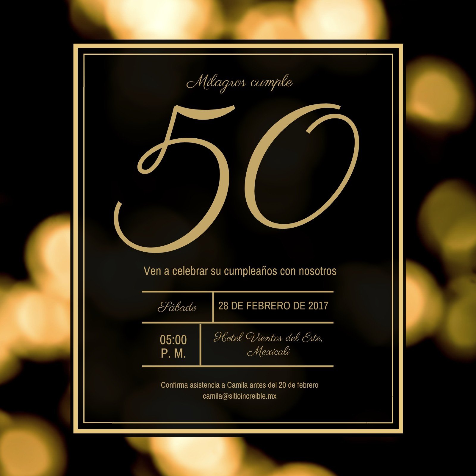 Invitación de 50 cumpleaños Saludos a 50 años Invitación de fiesta  Invitación de cumpleaños para adultos Invitación de cumpleaños elegante  Invitación de fiesta de globos -  México