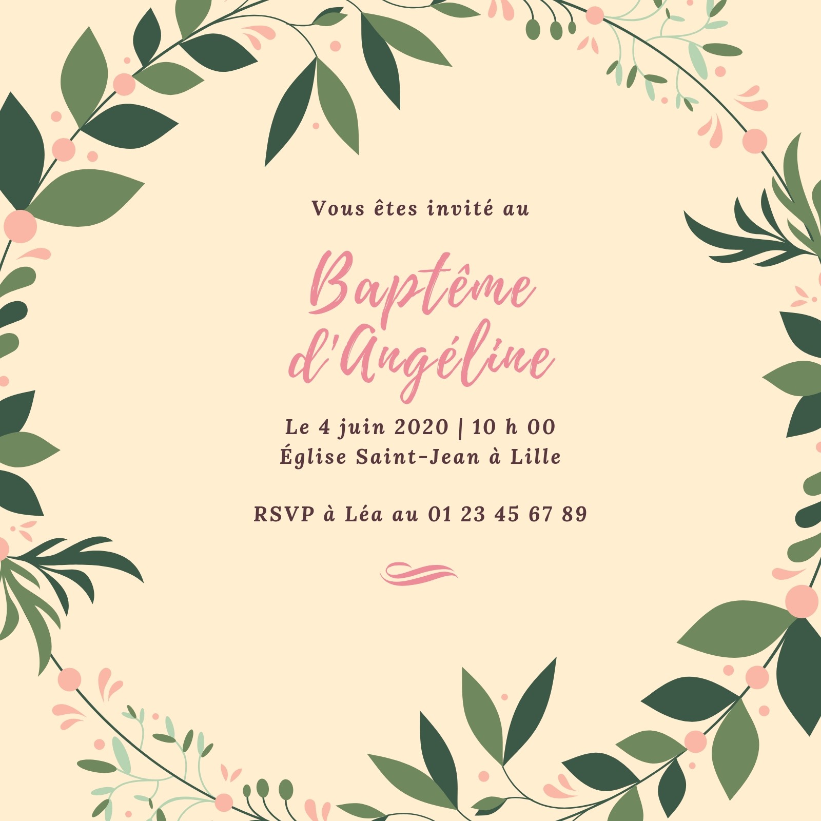 Carte d'invitation baptême ou anniversaire à gratter - minnie