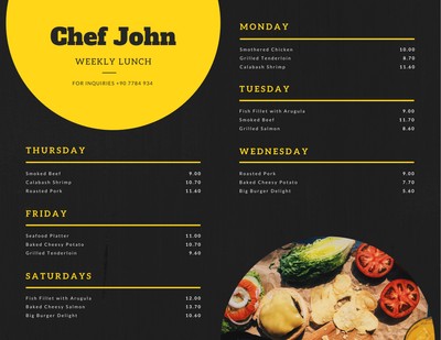 Free printable, customizable lunch menu templates | Canva