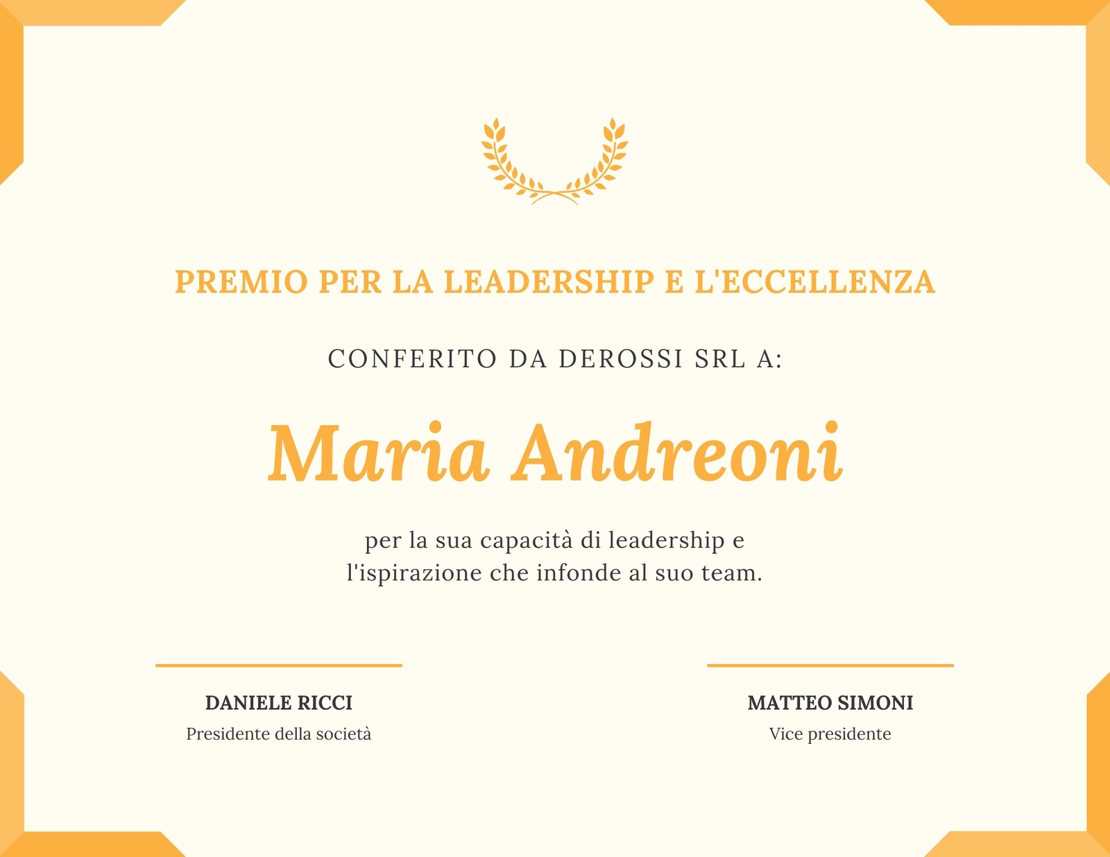 Trofeo Leadership Premio Certificato