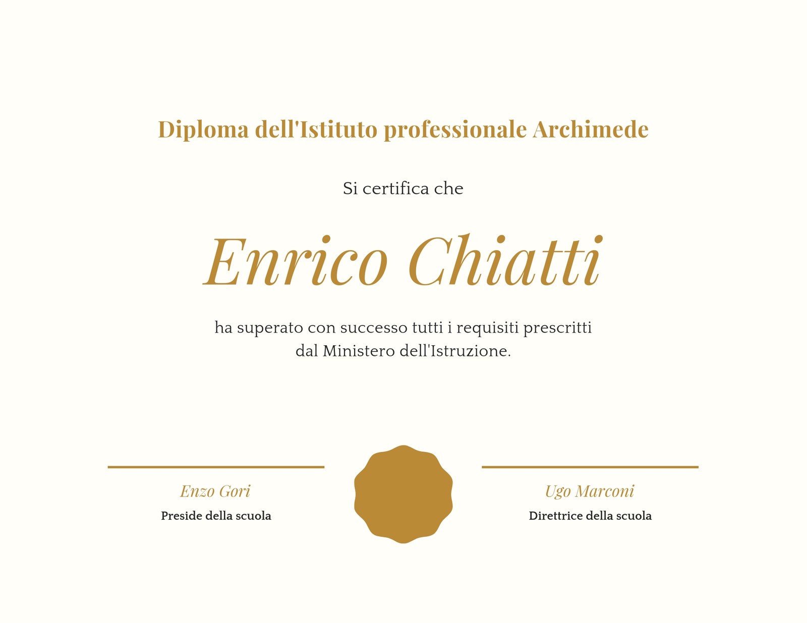 Timbro Diploma Certificato