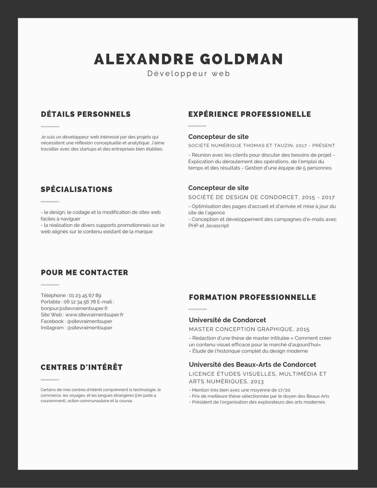 CV infographie les plus beaux mod les du Web Canva