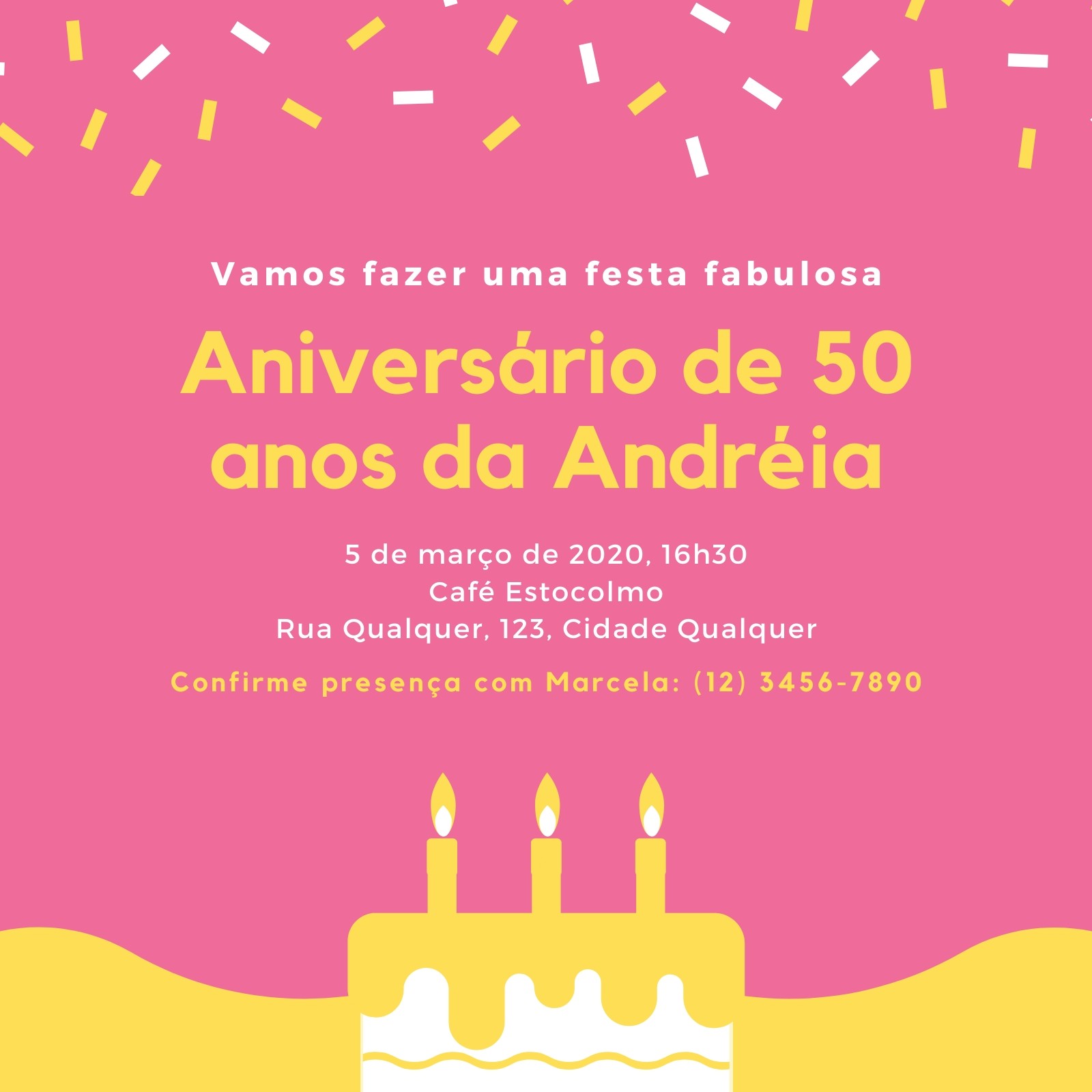Bolo Festa 50 anos - Confeitaria da Luana