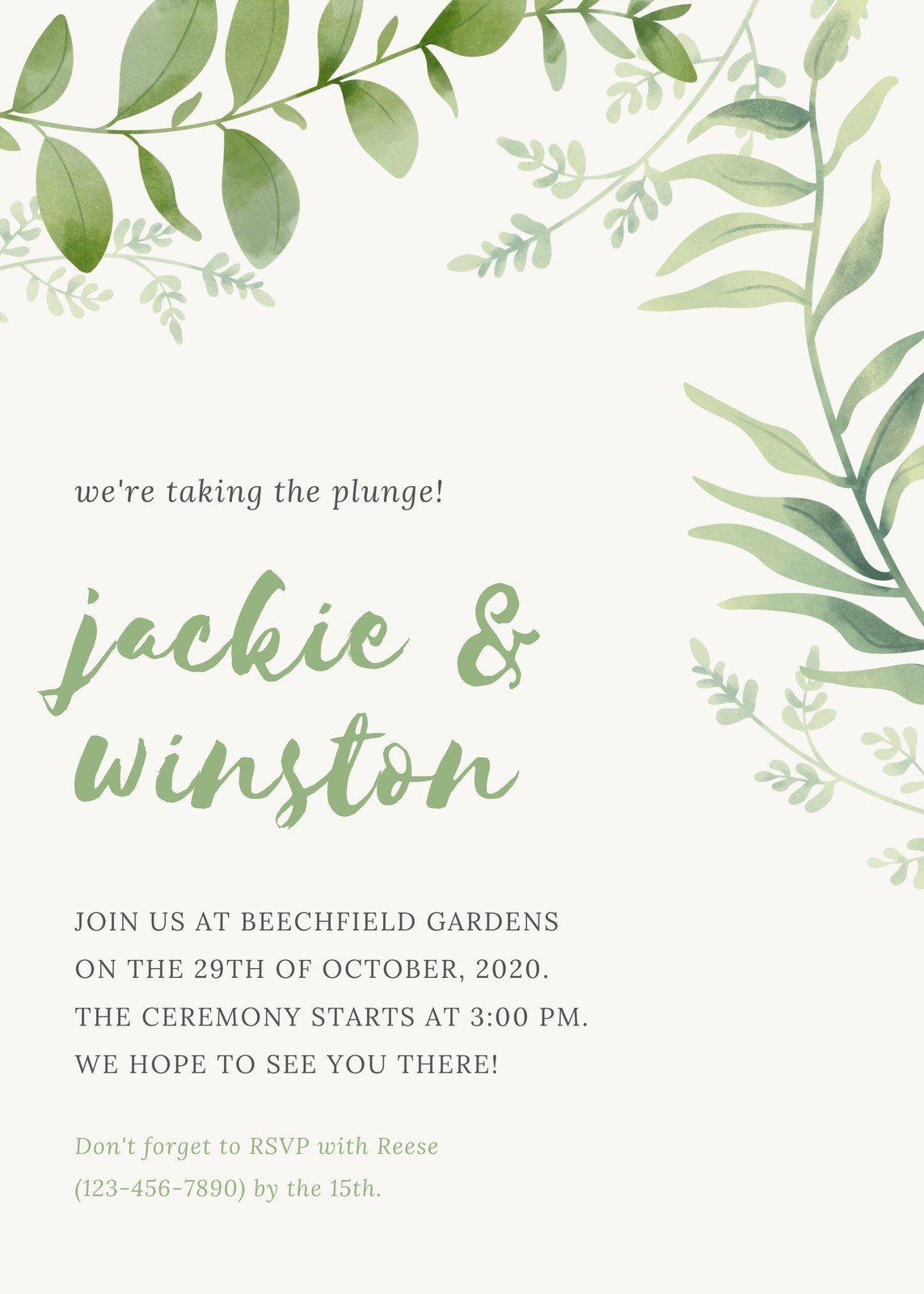 Simple Elegant Modern Canva Invite Details Editable Template INSTANT DOWNLOAD Greenery Wedding Invitation Set Templates RSVP