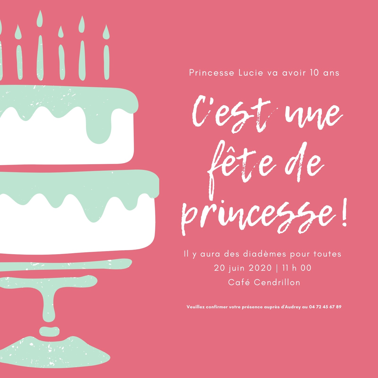 Invitation d'anniversaire Princesse personnalisée - Violet