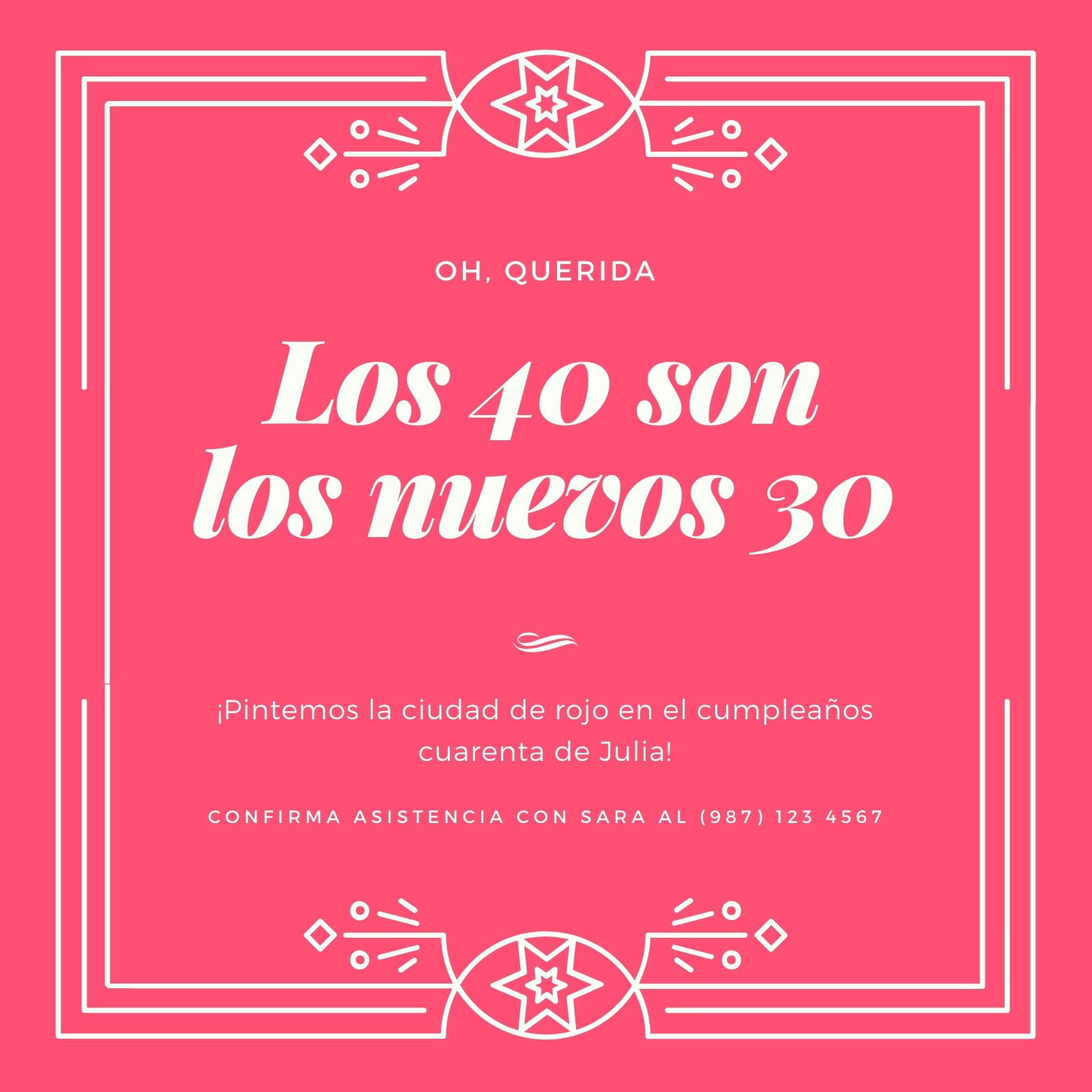 40 Años de, Invitación de Cumpleaños, Spanish, Español, Invitación