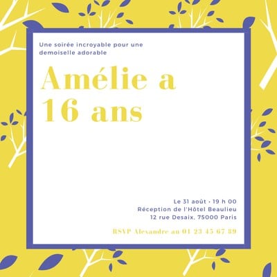 Modeles Invitations Pour Feter Ses 16 Ans Gratuits A Personnaliser Canva