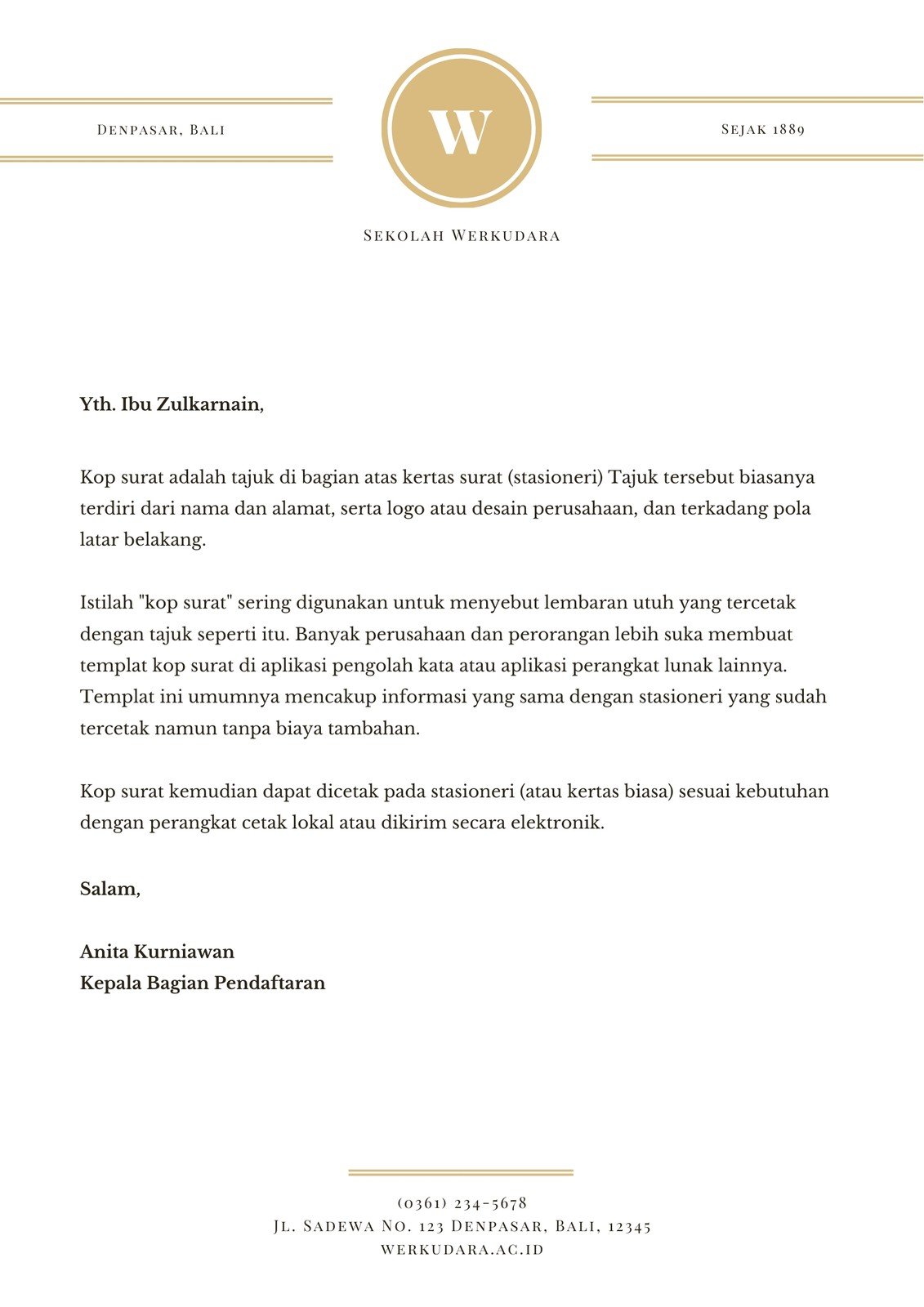 contoh kop surat resmi perusahaan