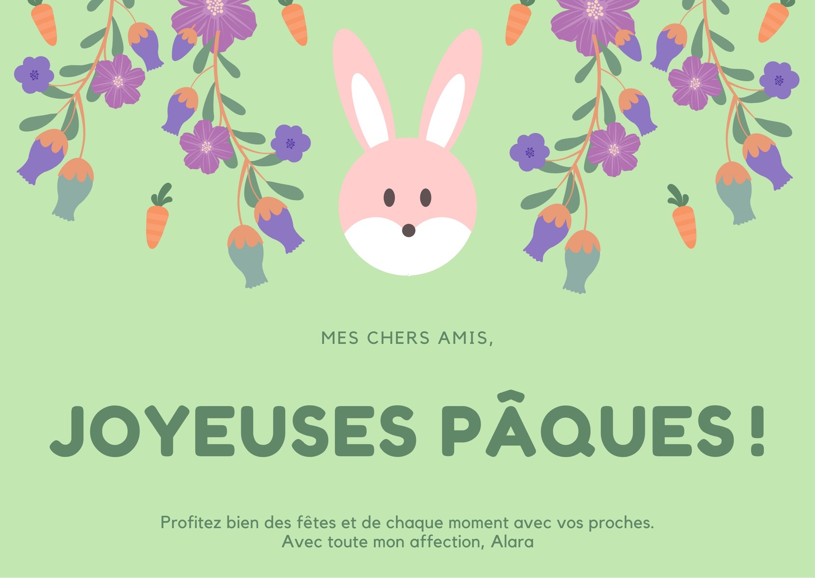 Carte Virtuelle Pâques - Lapins Enjoués et Oeufs Festifs!