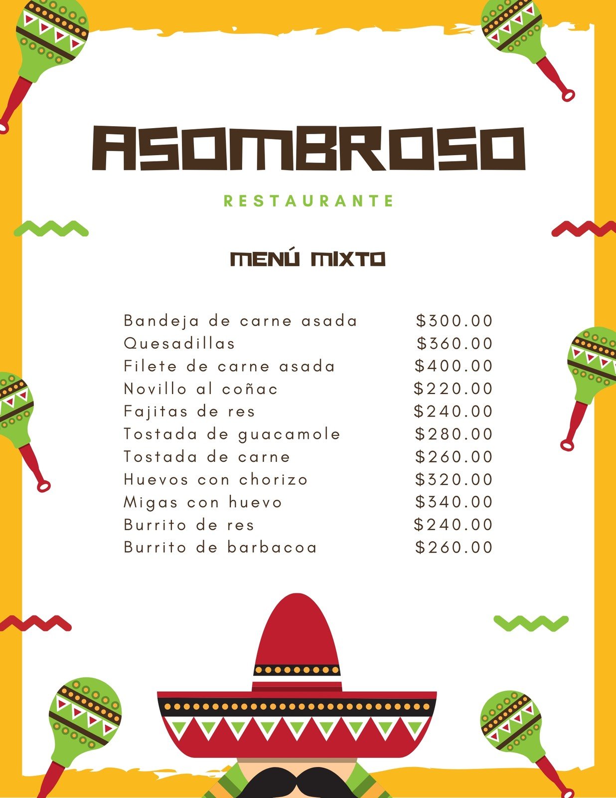 Plantillas para menús mexicanos personalizables | Canva