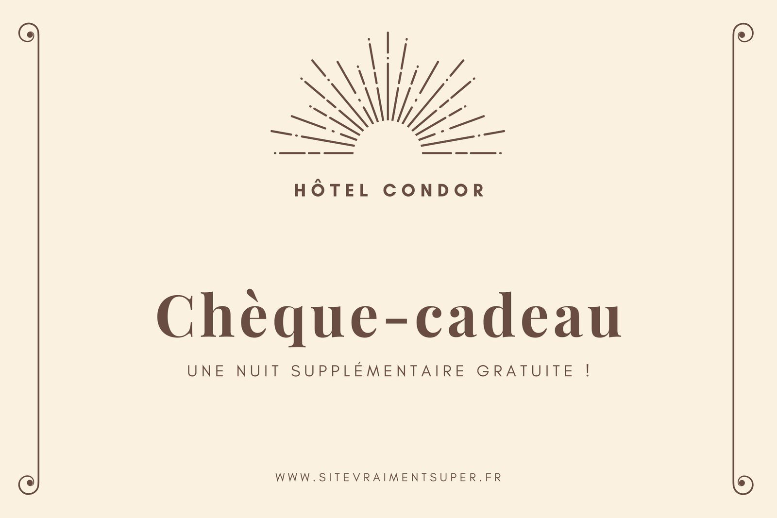 Crème et Marron Hôtel Chèque-Cadeau