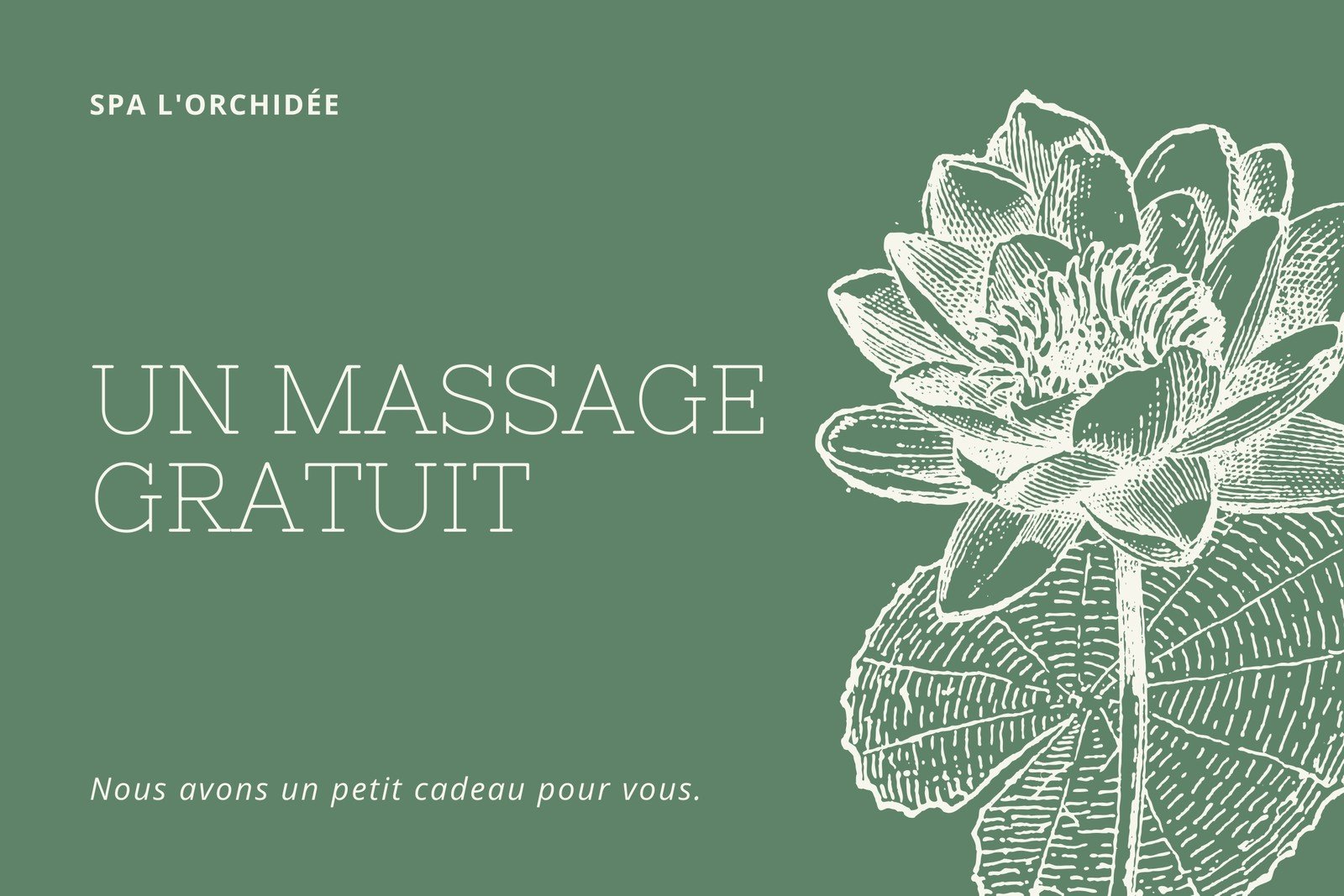 Olive Vert Vintage Fleur Massage Chèque-Cadeau