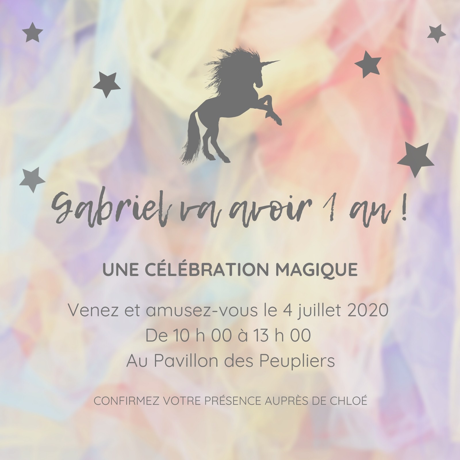 Carte Invitation Anniversaire Licorne Enfant Mauve gratuit à