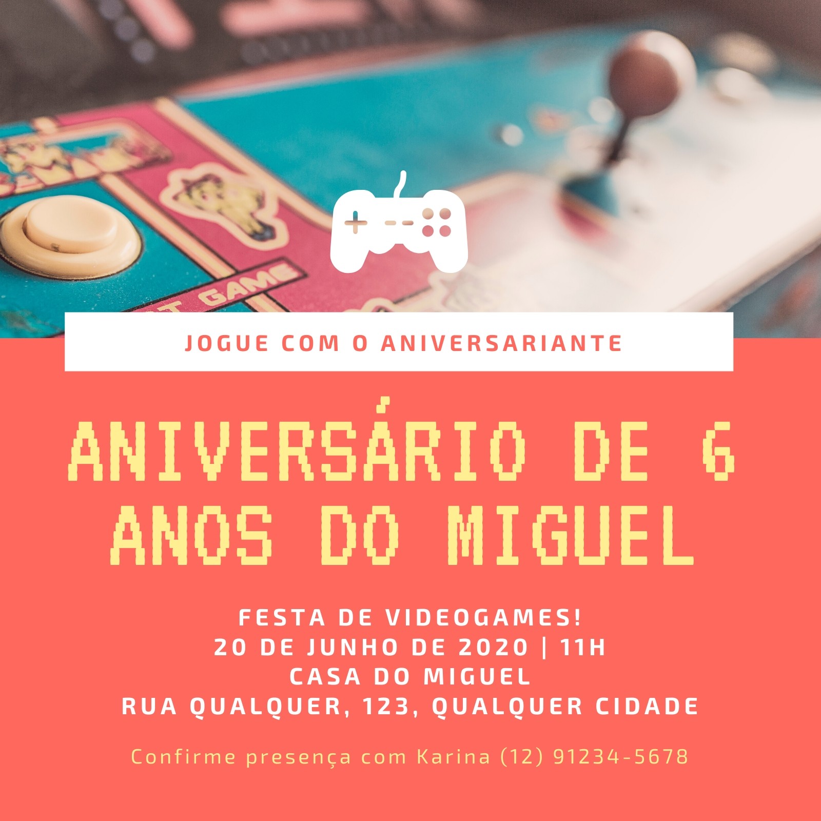 Convite Festa de Jogo Online, Vídeo Jogo Aniversário