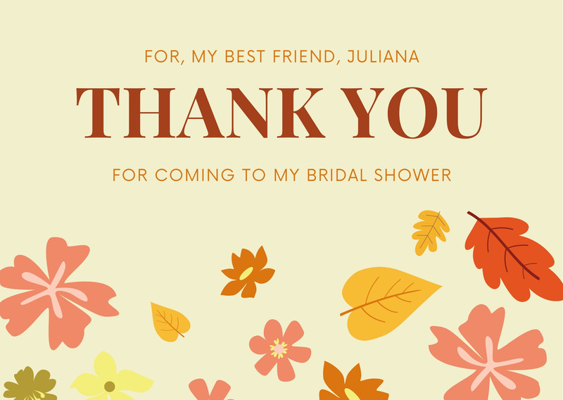 Free custom printable bridal shower thank you card templates Canva