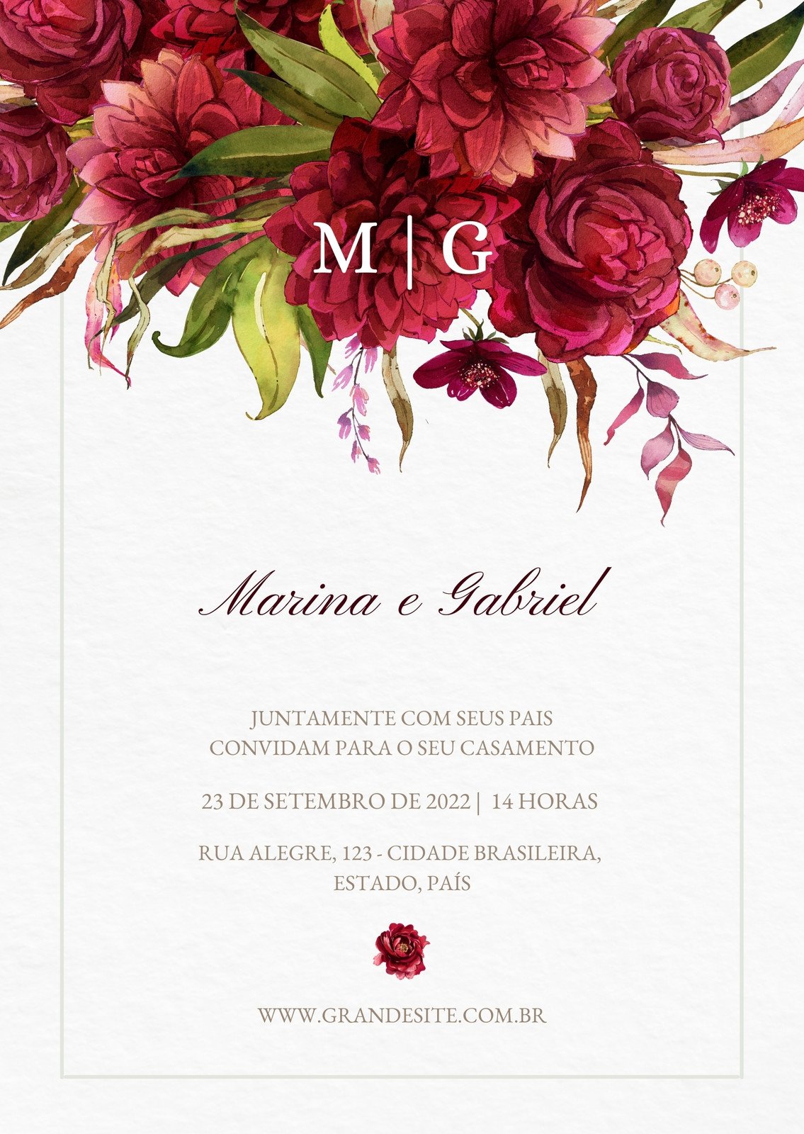 Convite Casamento Civil Marsala Convite De Casamento