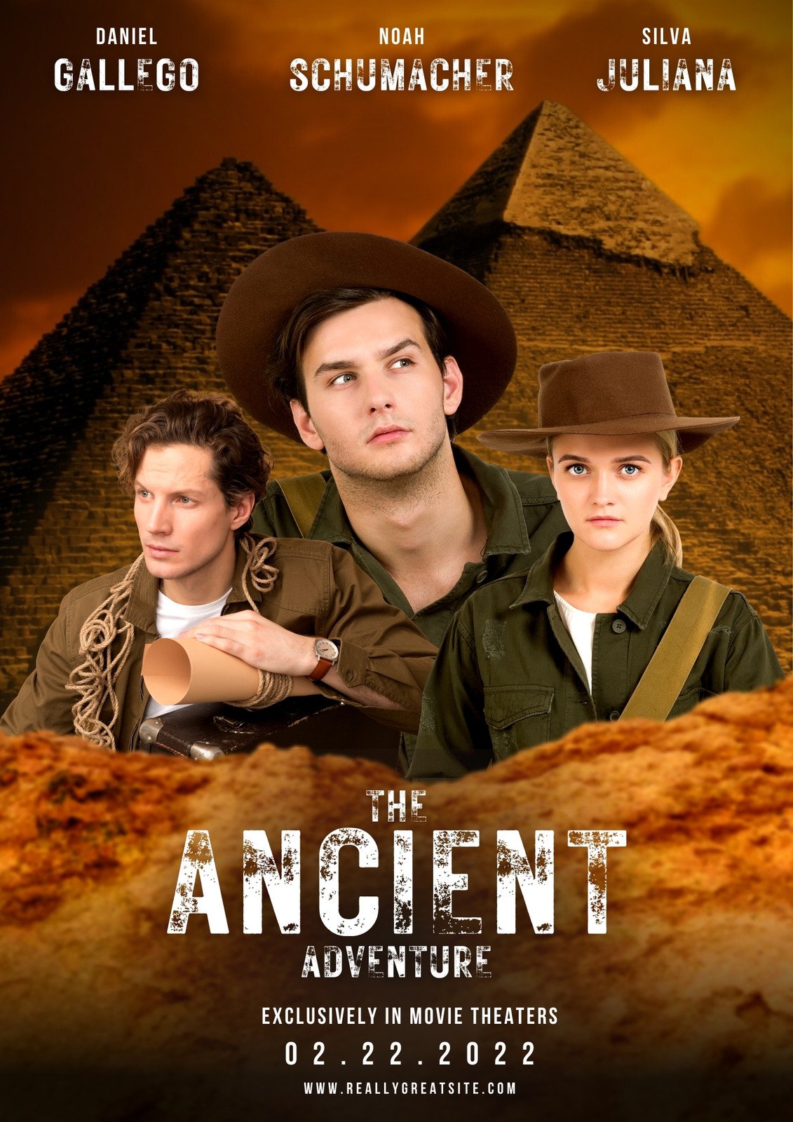 Brown and White Photo Ancient Adventure Movie Poster