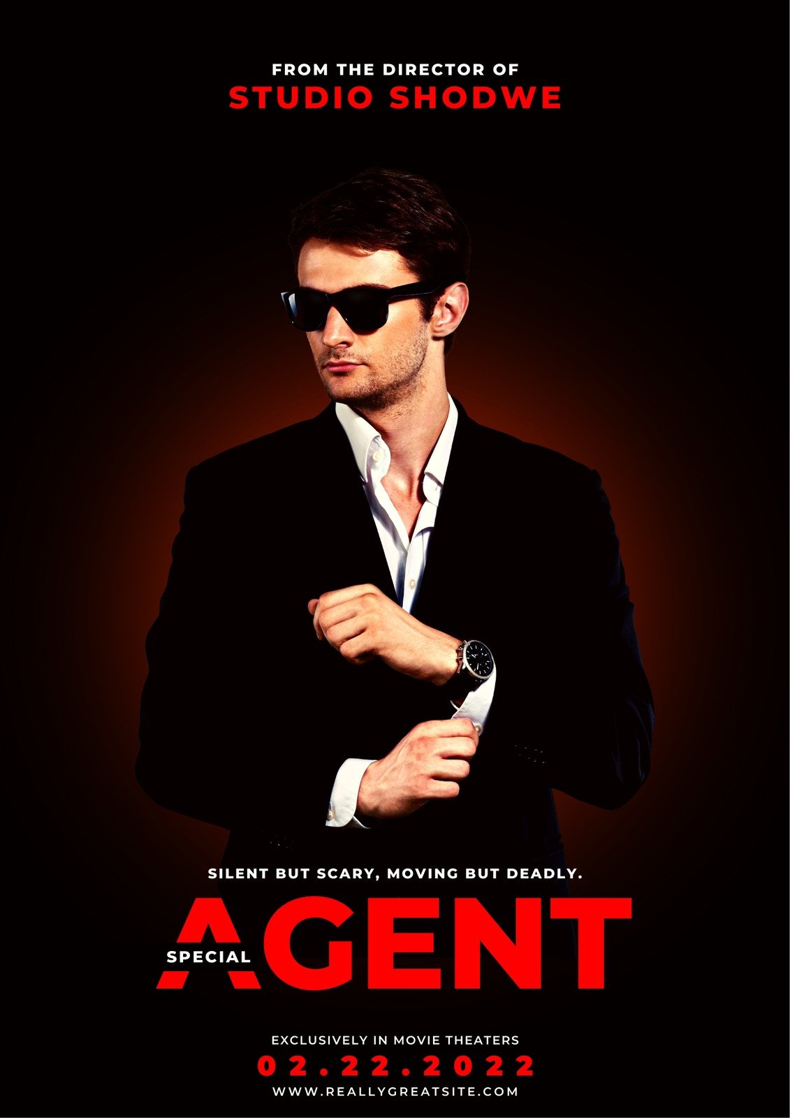 Red White Black Minimalist Special Agent Movie Poster