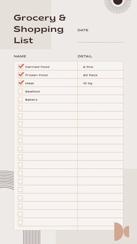 Free printable and customizable grocery list templates | Canva