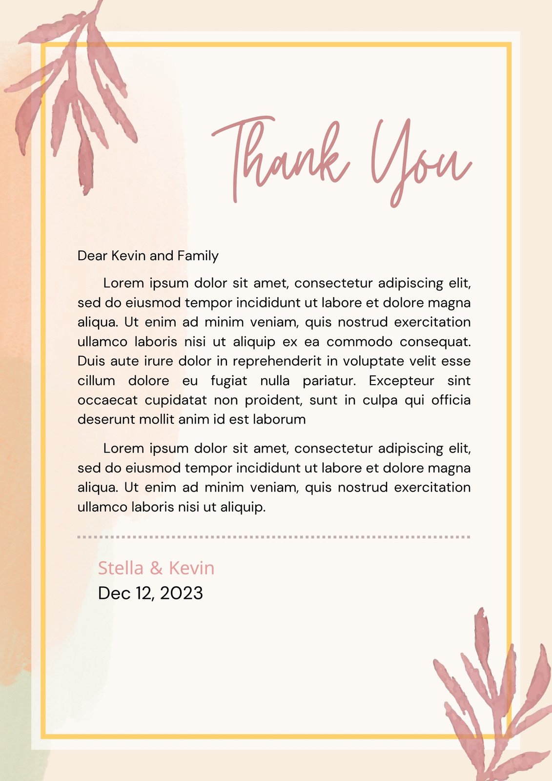 Business Formal Thank You Letter Samples