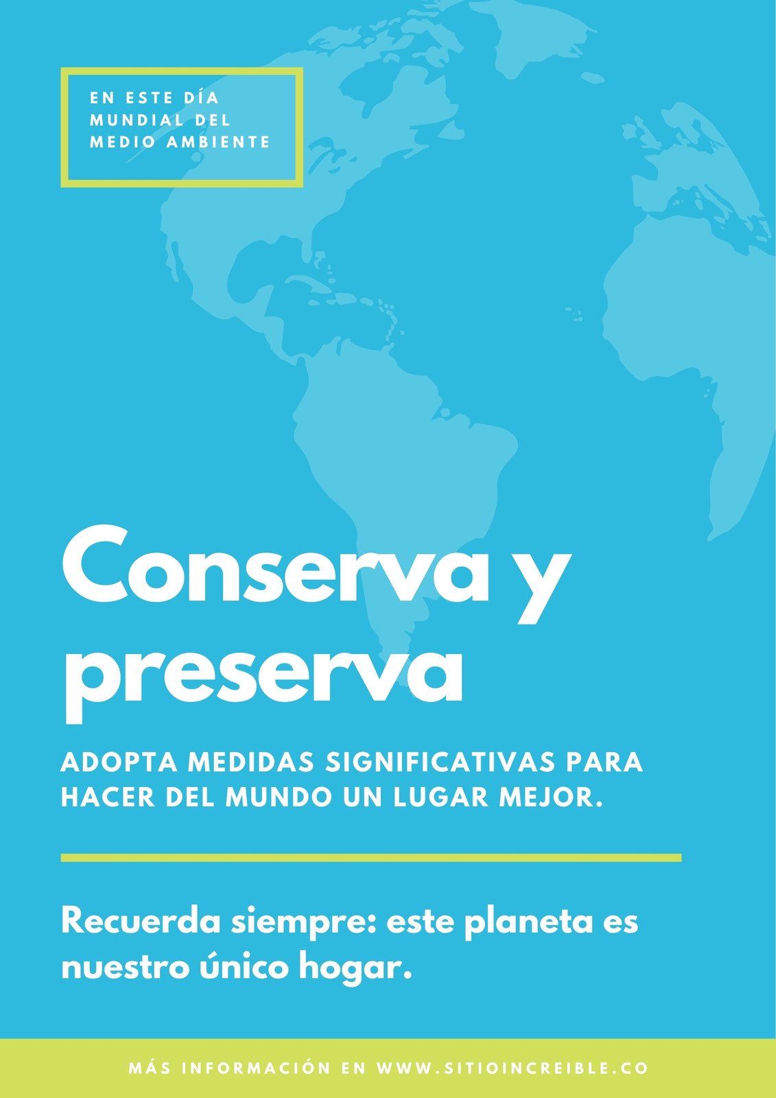 Azul y Verde Neón Día Mundial del Medio Ambiente Conservación Póster