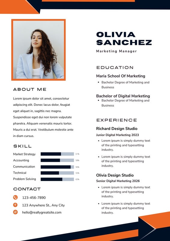 college resume template canva