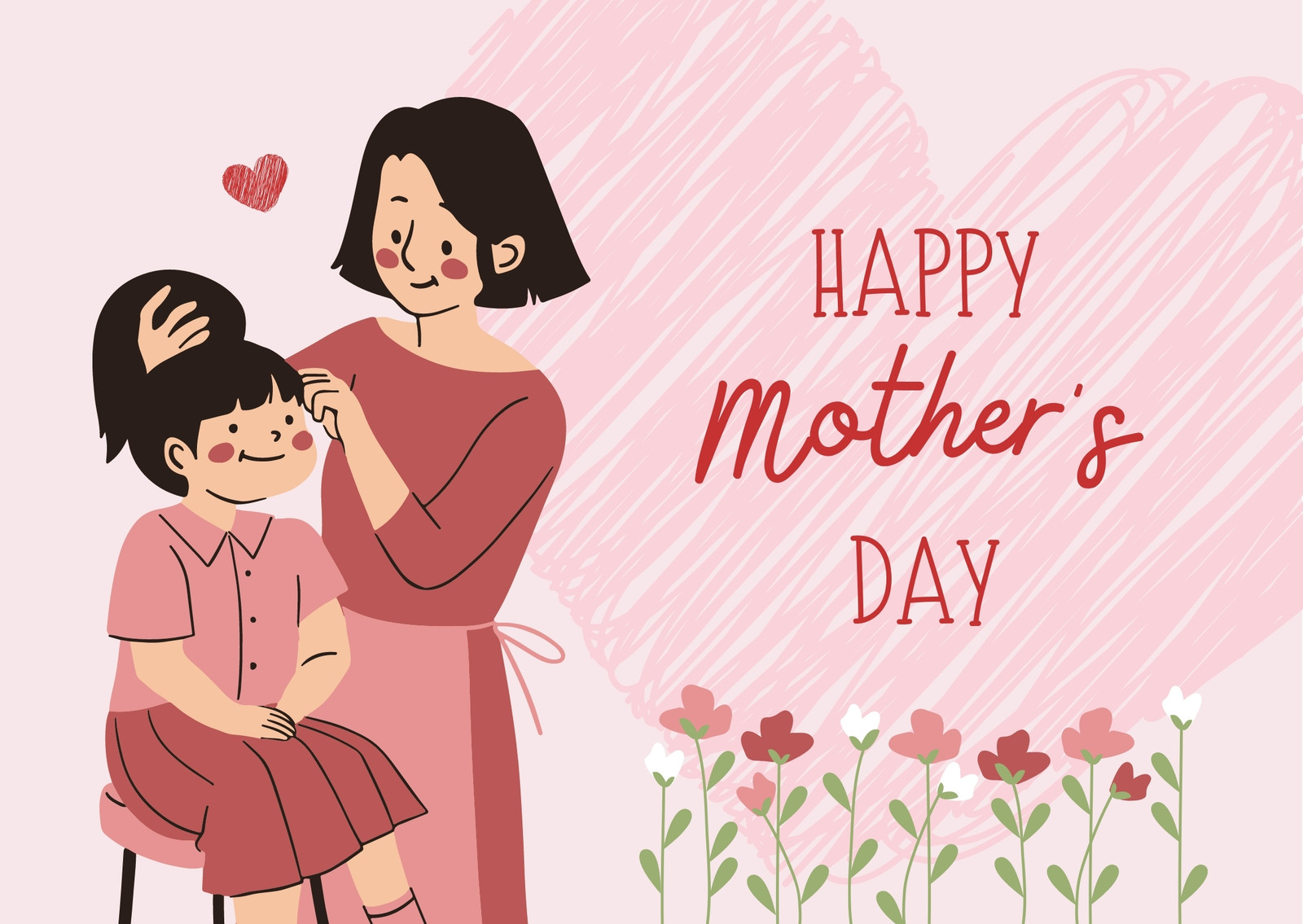 Pink Simple Happy Mother's Day Greeting Cards