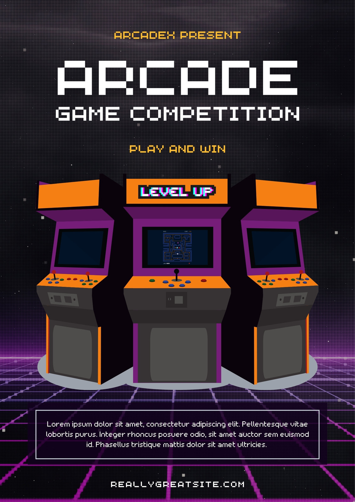 Retro Gaming Flyer Arcade Cabinet MockUp Poster
