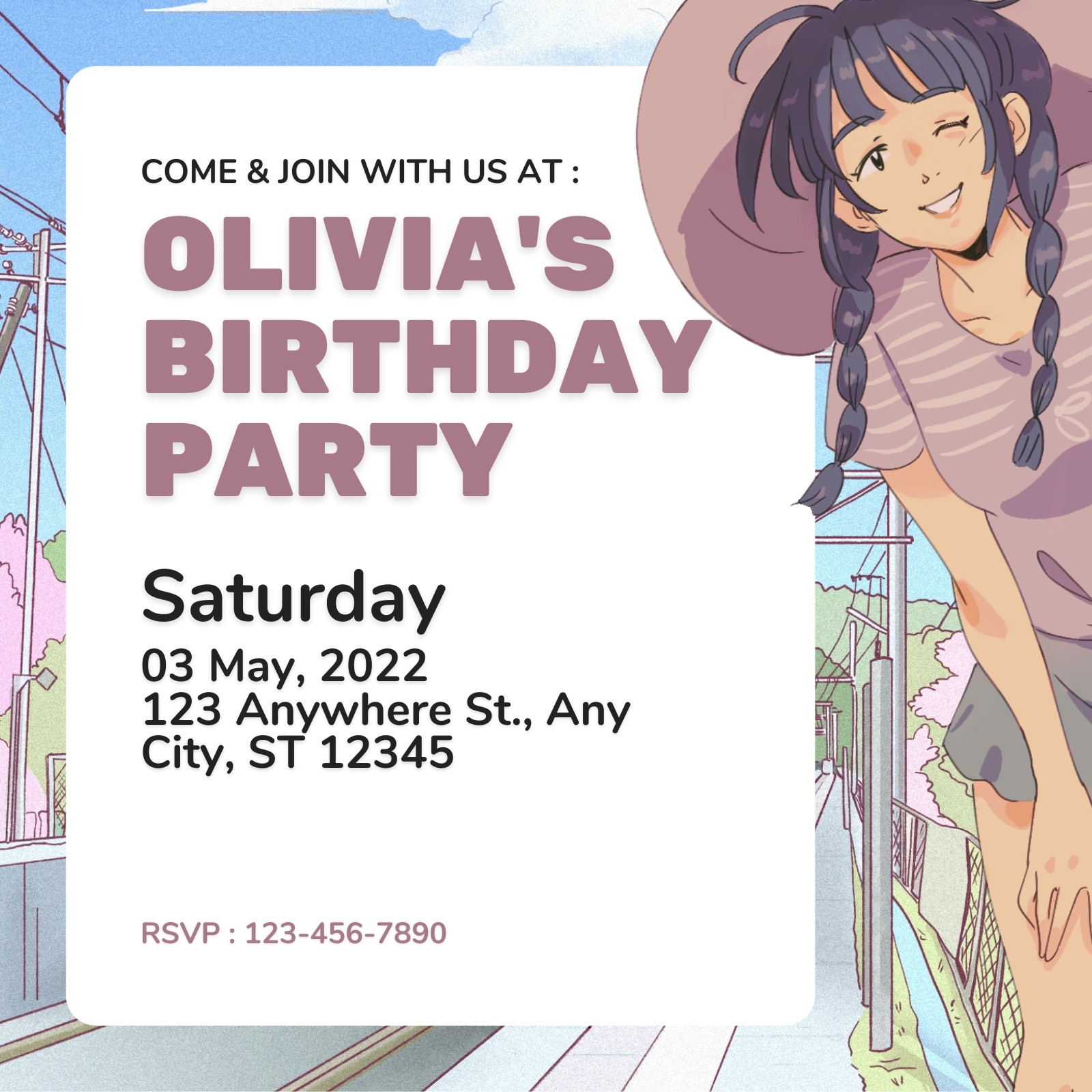 ANime Birthday Invitations  Japanese birthday Birthday invitations  Invitation card birthday
