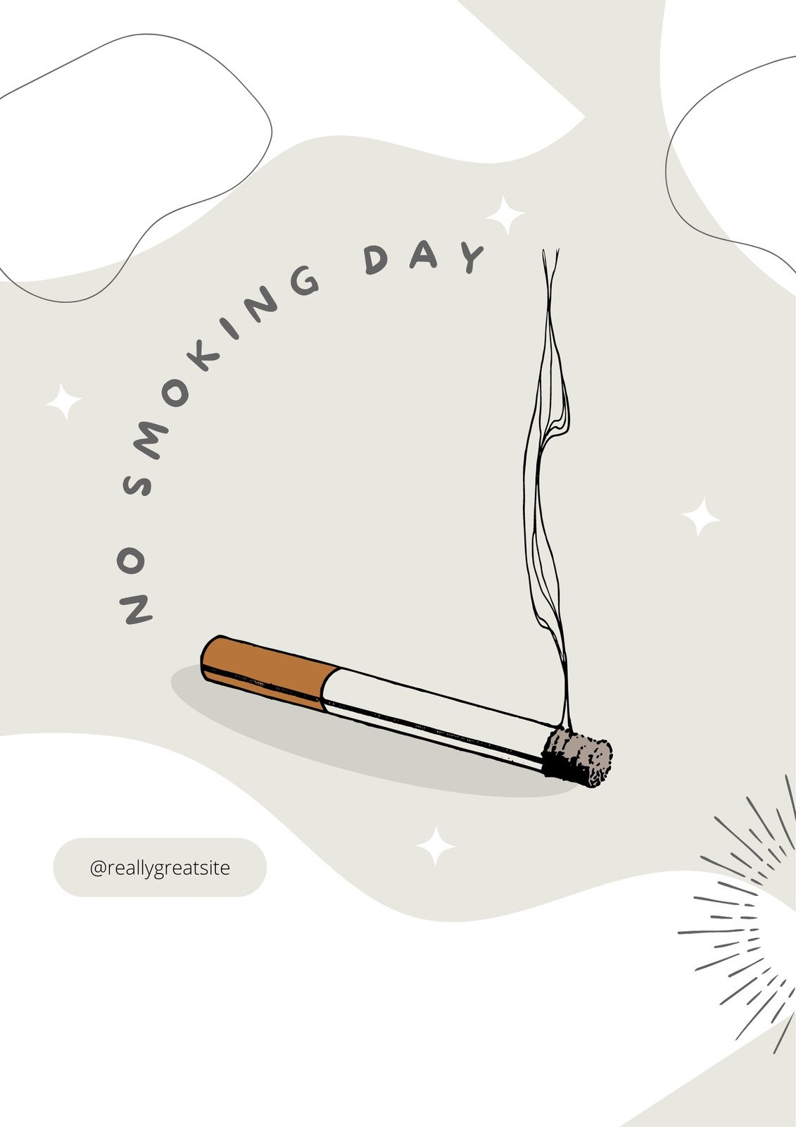 Beige White Modern No Smoking Day Template (Poster)