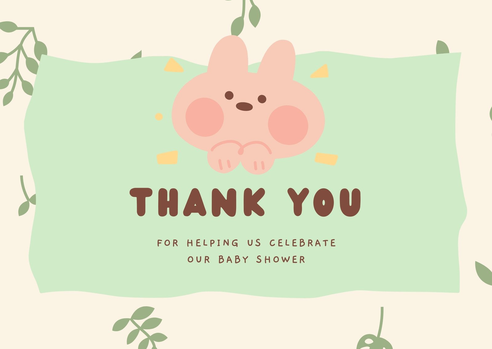 Printable Nursery card Thank you card Baby shower card Editable