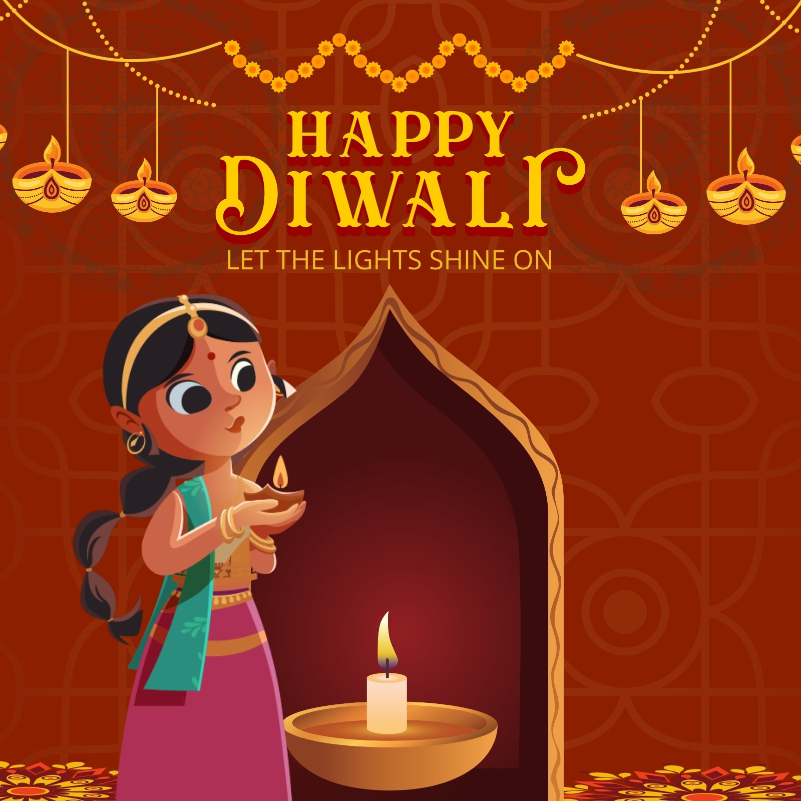 Page 2 - Free custom printable Diwali card templates | Canva