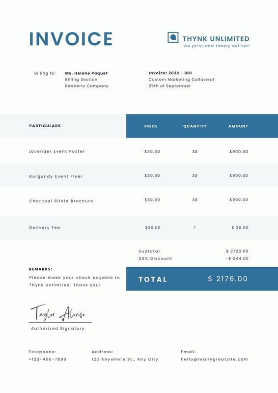 Free contractor invoice templates to edit and print | Canva
