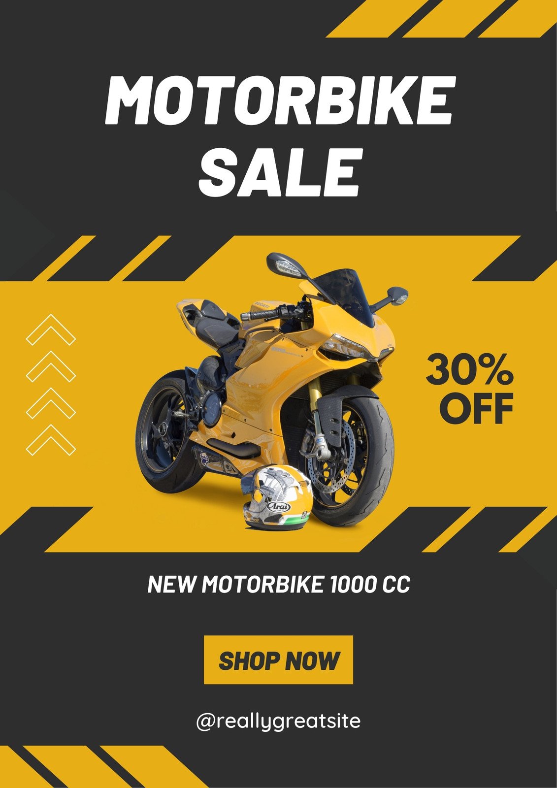 Grey and Yellow Motorbike Sale Promo Poster