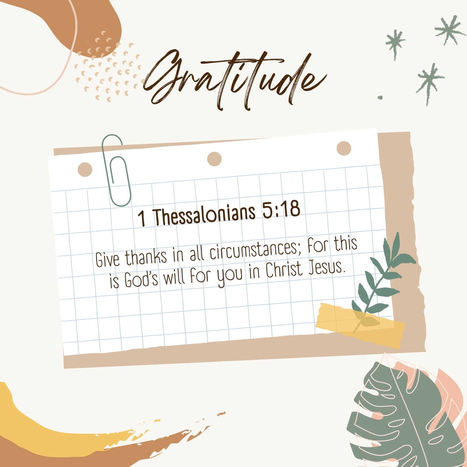 Beige & Brown Note Illustration Gratitude Bible Verse Instagram Post