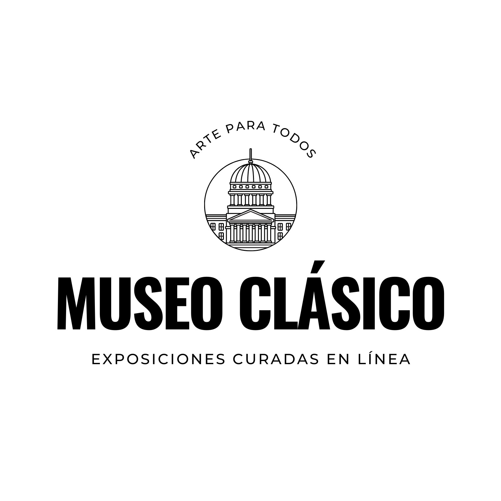 Negro y Blanco Moderno Clásico Ícono Museo Arte Logotipo