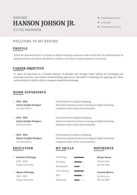 Page 5 - Free printable resume templates you can customize | Canva