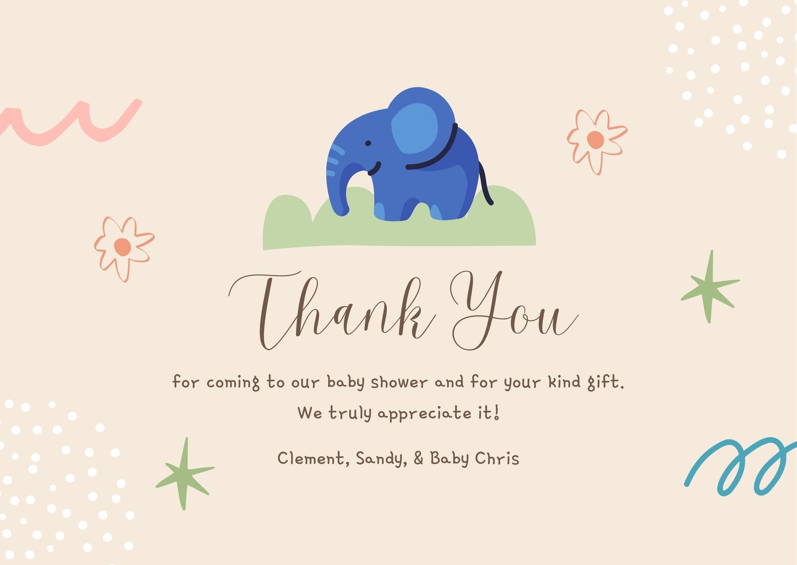 printable baby shower thank card templates | Canva